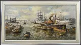 Evert Moll, Rotterdamse haven, Olieverf op linnen