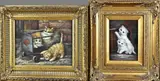 Poezen by Twee schilderijen met poezen afbeelding, Olieverf op paneel, sold Apr 2026