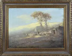 Fedor van Kregten, Landschap met herder, schaapskooi en schapen