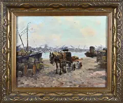 G.J. van Overbeek, Havenkade Rotterdam, Olieverf op linnen
