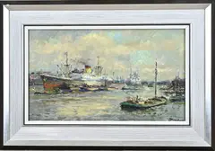 Joop Molenaar, Haven Rotterdam, Olieverf op linnen