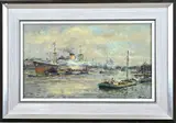 Joop Molenaar, Haven Rotterdam, Olieverf op linnen