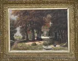 Hendricus Veenendaal, Boerenhuis met kippen, Olieverf op linnen