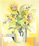 Bart ten Bruggencate, Vaas met zonnebloemen, Olieverf op linnen