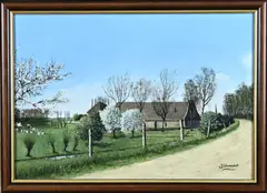 Jan Ouwersloot, Zonning landschap, Olieverf op paneel