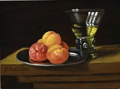 C. Cornelisz, Abrikozen, Olieverf op paneel