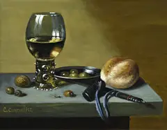 C. Cornelisz, Roemer, tin, brood, Olieverf op paneel