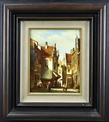 P.C. Steenhouwer, Hollands stadsgezicht, Olieverf op paneel