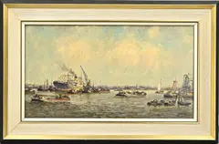 Joop Molenaar, Rotterdamse haven, Olieverf op linnen