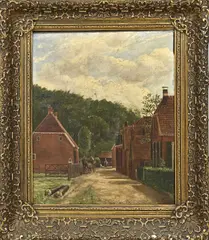 Johan Tibbe, Straatje in Borne, Olieverf op linnen