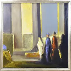Han Mes, Figuren in hal, Olieverf op linnen
