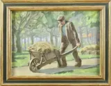 Maarten Meuldijk, Boer met kruiwagen, Olieverf op linnen