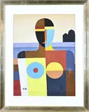 Monogram K.M., Avant Garde-stijl, Gouache op papier