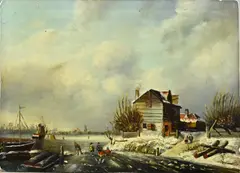 Monogram V.S.L., Hollands wintergezicht, Olieverf op paneel