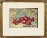 J. Robias?, Stilleven met aardbeien, Gouache op papier