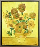 Gesigneerd Linda, Stilleven met zonnebloemen, Olieverf op linnen