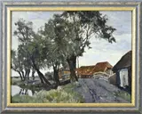 Gerard Altmann, Boerderij achter dijk, Olieverf op paneel