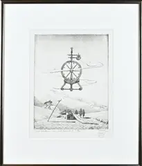 J.L. Thewisen, Surrealistisch landschap, Aquatinta op papier
