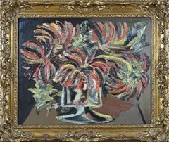 Dolf Henkes, Vaas met bloemen, Olieverf op paneel