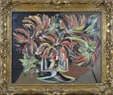 Dolf Henkes, Vaas met bloemen, Olieverf op paneel