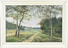 J. Doeser, Landschap met zandpad, Olieverf op linnen