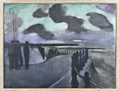 Pol Dom, Zonsondergang Scheveningen, Pastel op papier