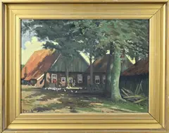 Gerard Krol, Twentse boerderij, Olieverf op schilderskarton