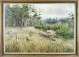 Kai Jensen, Landschap met fazant, Olieverf op linnen