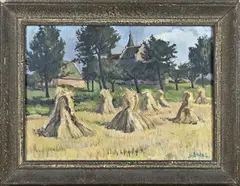 van de Wal, Korenschoven, Olieverf op linnen