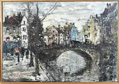 Marcel Lareau, Stadsgezicht Brugge, Olieverf op linnen