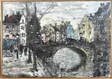 Marcel Lareau, Stadsgezicht Brugge, Olieverf op linnen
