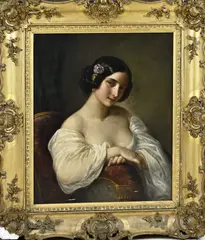 Natale Schiavoni, Portret Italiaanse schone, Olieverf op linnen