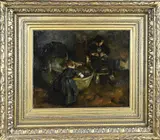 Jacob Simon Hendrik Kever, Interieur met wieg, Olieverf op linnen