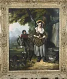 Gesigneerd Francis Wheatly, Figuren met ezel, Olieverf op linnen