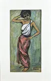 Klaas Bernink, Oosterse dame, Pastel op papier