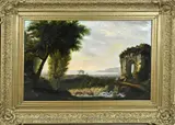 Ongesigneerd? Italiaanse School, Italiaans landschap met ruïnes, Olieverf op linnen