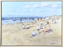 Pieter van Noort, Strandgezicht Zandvoort, Olieverf op linnen