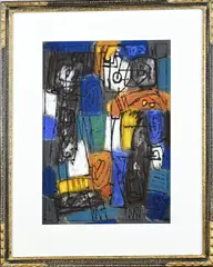 Eef de Weerd, Abstracte compositie, Gemengde techniek op papier