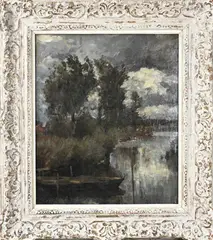 Théophile de Bock, Riviergezicht, Olieverf op linnen