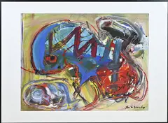 Groot werk van Jan te Wierik, Abstract, Acryl op papier