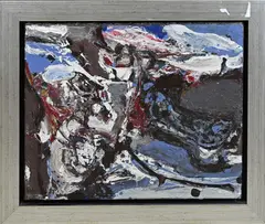 Henk Schuring, Abstract, Olieverf op paneel