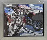 Henk Schuring, Abstract, Olieverf op paneel