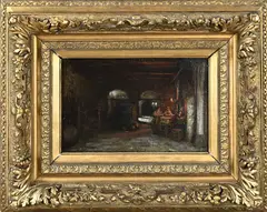 Gerke Henkes, Werkzaamheden in gewelf, Olieverf op paneel