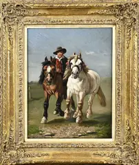 Monogram W.L., Paardenmenner, Olieverf op paneel