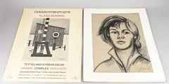 2x Klaas Bernink, Tekening + affiche, 1x Houtskool tekening op papier, AKI-model
