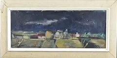 ca Joep Vogtsmith, Boerderij bij nacht, 1950, Olieverf op paneel