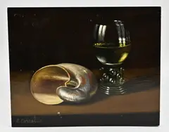 C. Cornelisz, Roemer en nautilusschelp, Olieverf op paneel