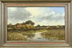 Gerard Krol, Twentse boerderij bij Aamsveen, Olieverf op linnen