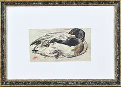 Monogram W.Z., Slapende eend, Potlood op papier