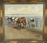 P. Verschuur, Paarden, Olieverf op linnen